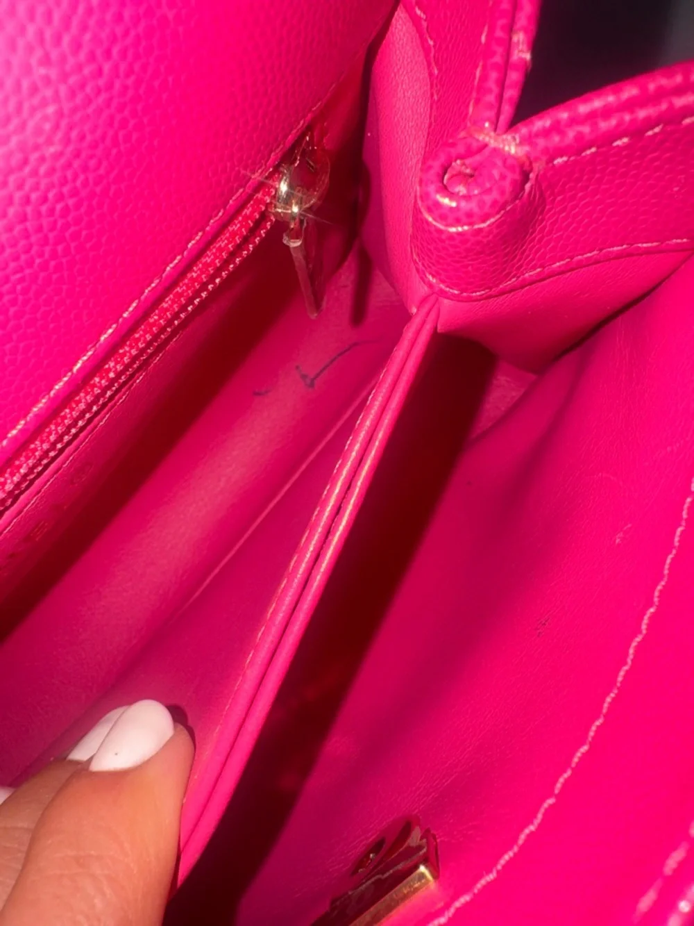 CHANEL Hot Pink Quilted caviar  Top-Handle Mini Bag with Chain Strap - Picture 16 of 16